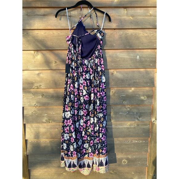 Lulus bohemian bliss black floral asymmetrical backless maxi dress - Picture 6 of 10